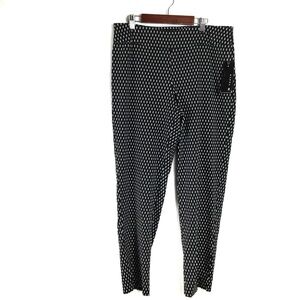 Black and white wide waistband straight leg Pants